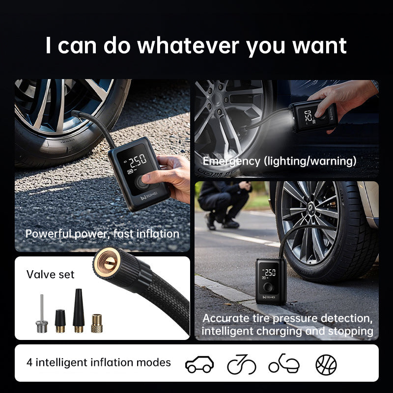 Rechargeable Electric Tire Pump 150PSI LCD Integrated Light Portable Bike Car