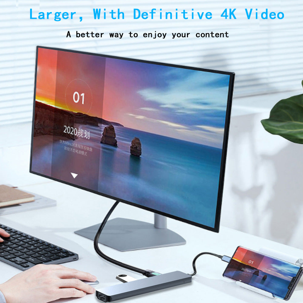 Type-C HUB 10-in-1 Dock HDMI 4K USB 3.0 USB 2.0 SD TF Ethernet PD100W Adapter