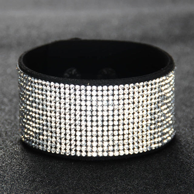Crystal Bracelet Genuine Leather Bangles Women Jewellery Gemstone