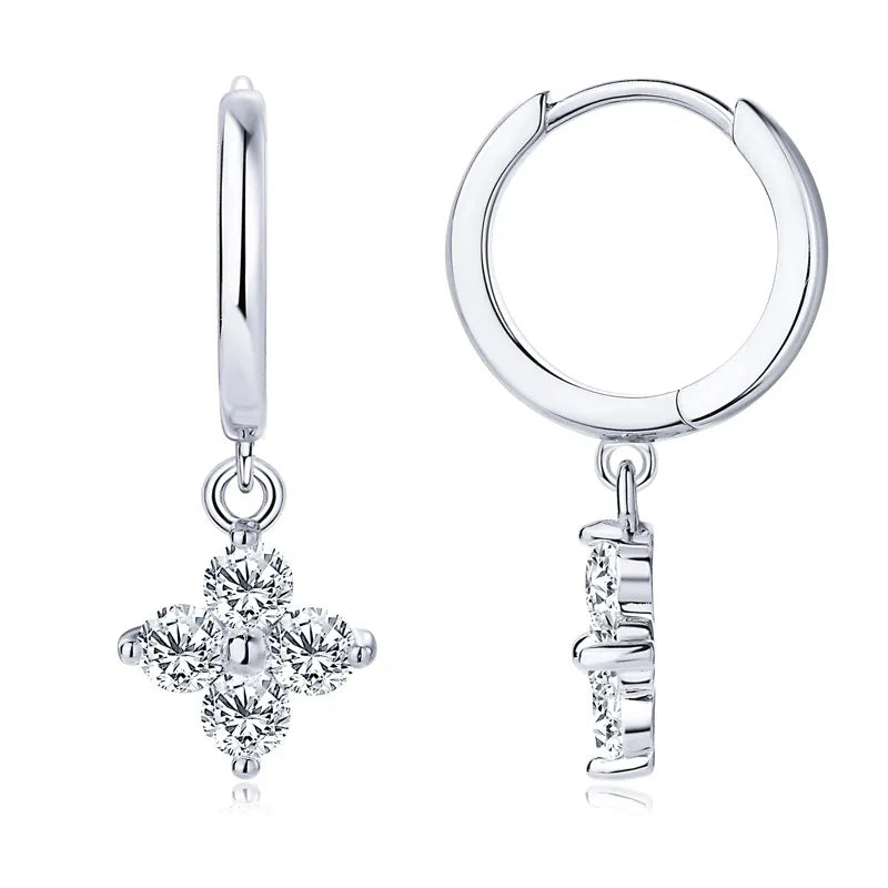 925 Sterling Silver Moissanite Hoop Drop Dangle Earrings Gold Silver Elegant Jewellery