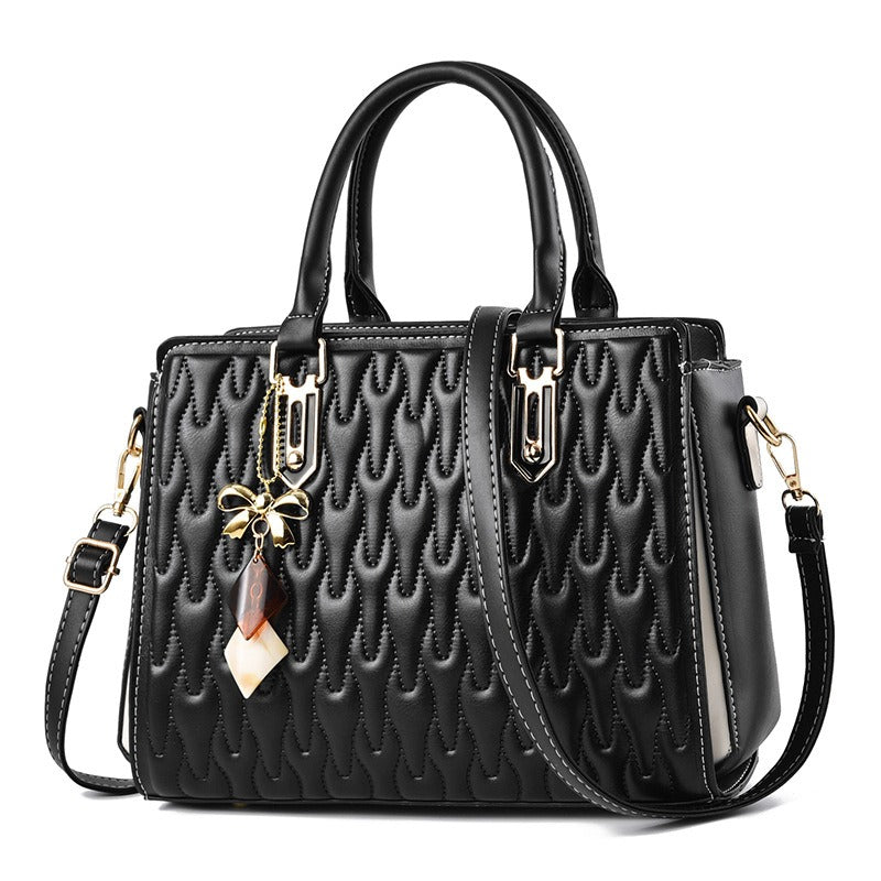 Elegant Women's PU Leather Handbag Quilted Design Gold Accents Fashion