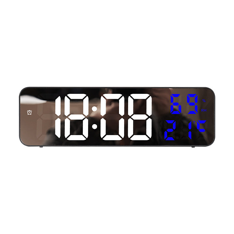 Mirror Digital LED Wall Clock Electronic Alarm Clock Temperature Humidity Display