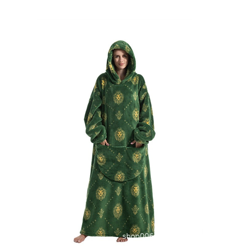 Oversized Blanket Hoodie Adults Ultra-Soft Warm Long Hooded Fleece Pockets