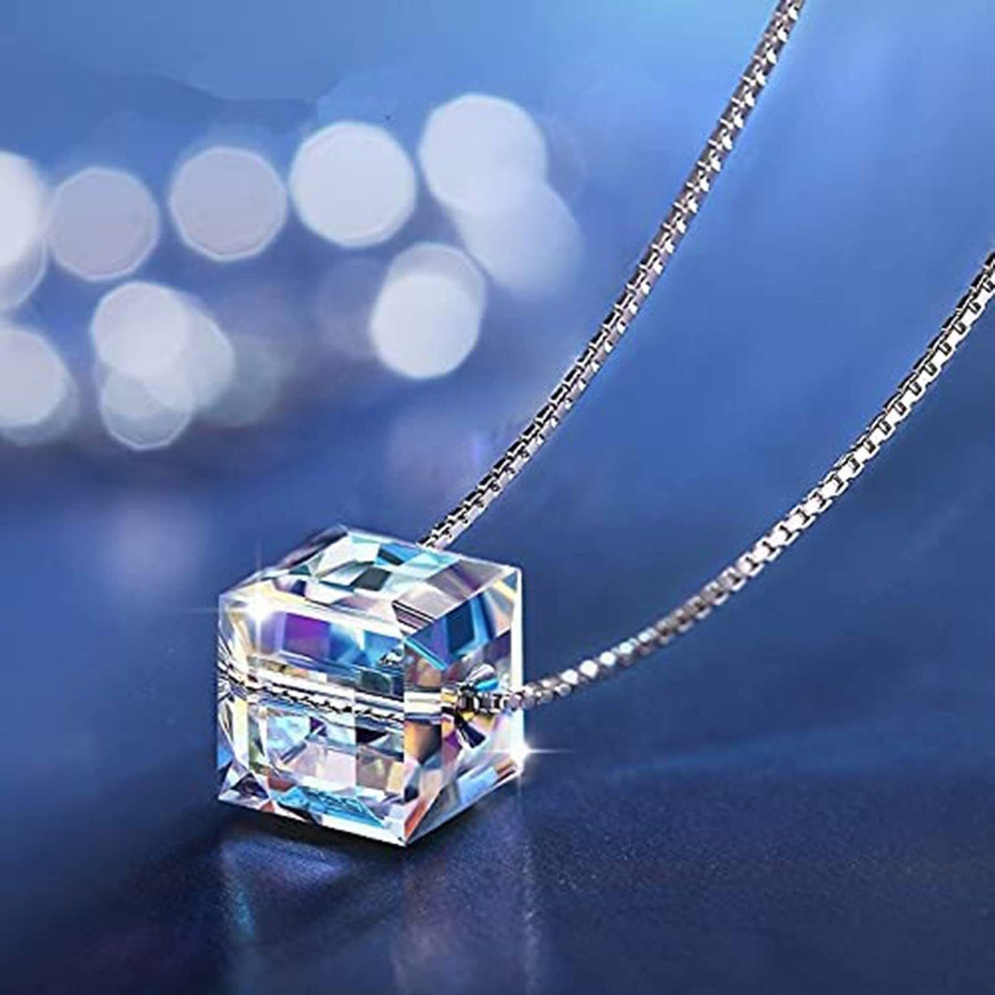 Women's Crystal Bracelet Necklace Earring Set Jewellery Cubed Drop Dangle Hook