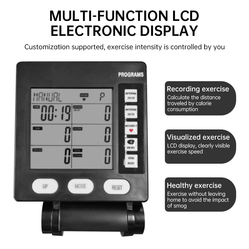 Multifunctional Rowing Machine Counter, LCD Display, Calorie & Speed Tracker