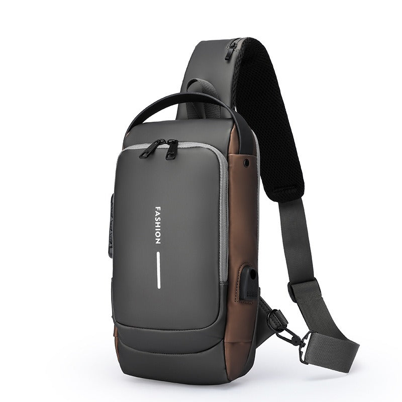 Waterproof USB Crossbody Sling Bag Anti-Theft Password Lock Men Travel Secure