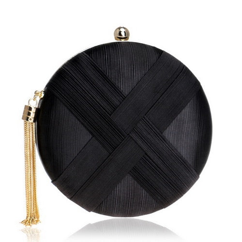 Elegant Satin Tassel Clutch Bag Evening Party Purse Wedding Bridal