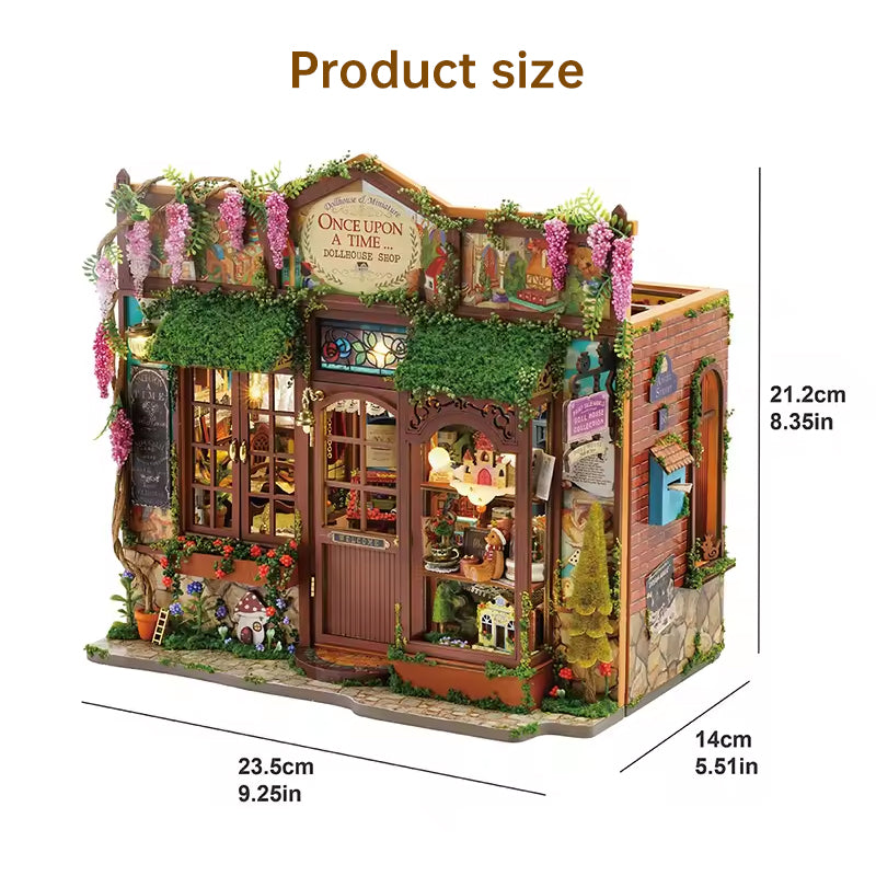 Miniature Wooden Fairy Tale Bookend Dollhouse Kit Craft Home Ornament Display