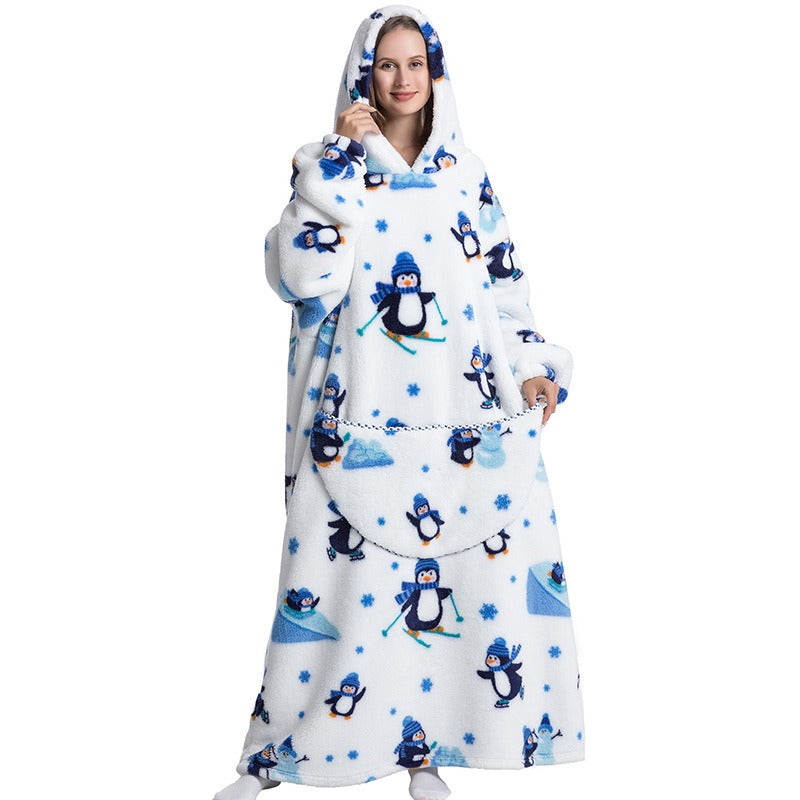 Oversized Blanket Hoodie Adults Ultra-Soft Warm Long Hooded Fleece Pockets