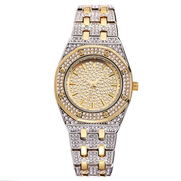 Elegant Waterproof Quartz Steel Wristwatch Women Fashion Sparkle Dress Watch