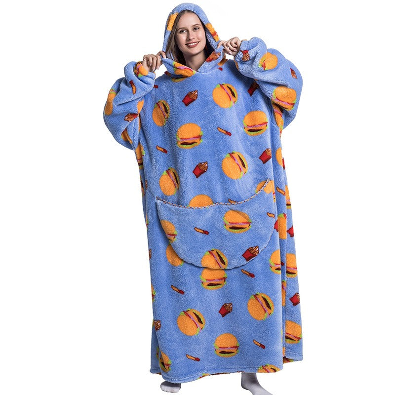 Oversized Blanket Hoodie Adults Ultra-Soft Warm Long Hooded Fleece Pockets