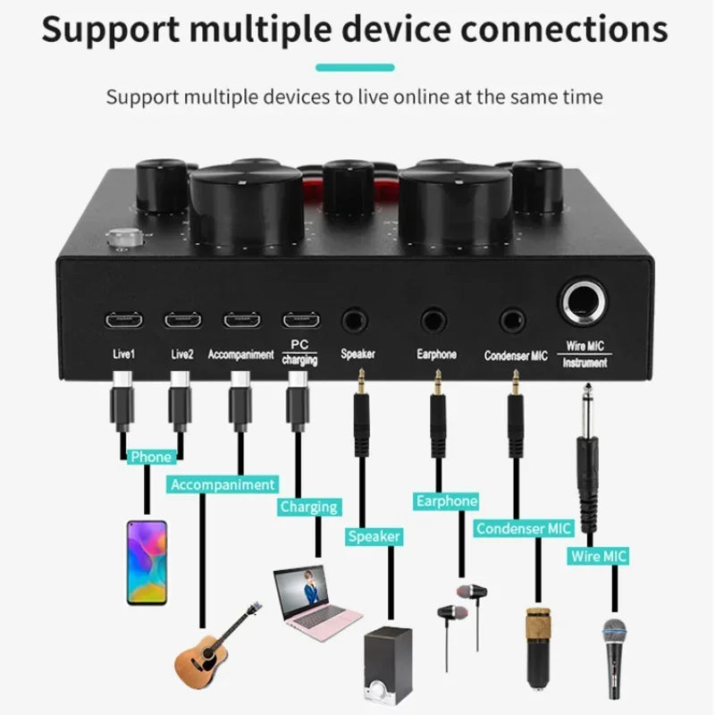 Podcast Equipment Bundle BM800 Condenser Microphone W/ Live Sound Card Mic