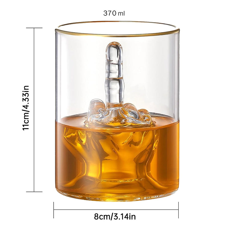 Whiskey Glass 3D Middle Finger Unique Novelty Quality Premium Whisky Present