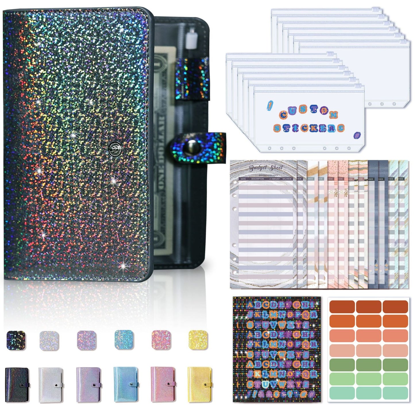 A6 Glitter Bookkeeping Notebook Budget Financial Planning Manual Accounts Book