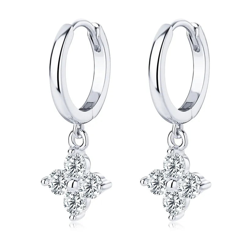 925 Sterling Silver Moissanite Hoop Drop Dangle Earrings Gold Silver Elegant Jewellery