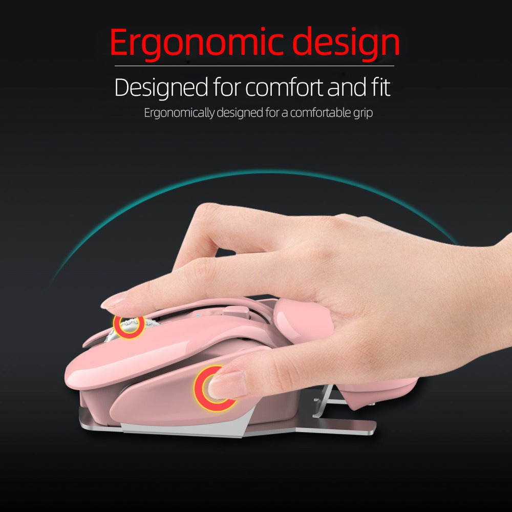 Wireless Ergonomic Rechargeable Mouse Adjustable DPI USB Laptop Gaming Mice