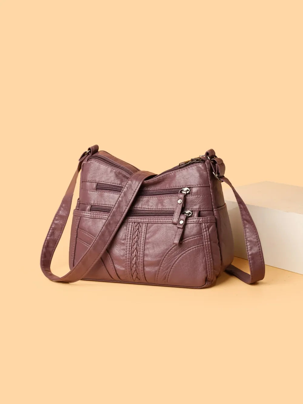 Faux Leather Adjustable Strap Shoulder Bag Medium Size Multiple Colours