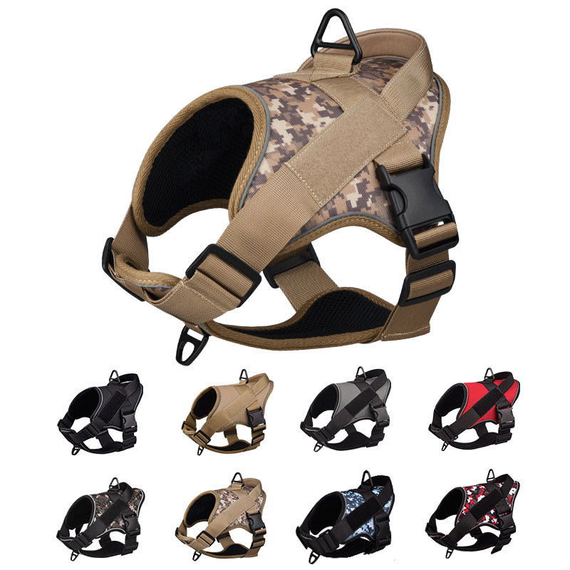 Tactical Dog Harness Vest Reflective Military Style Medium Large Dogs