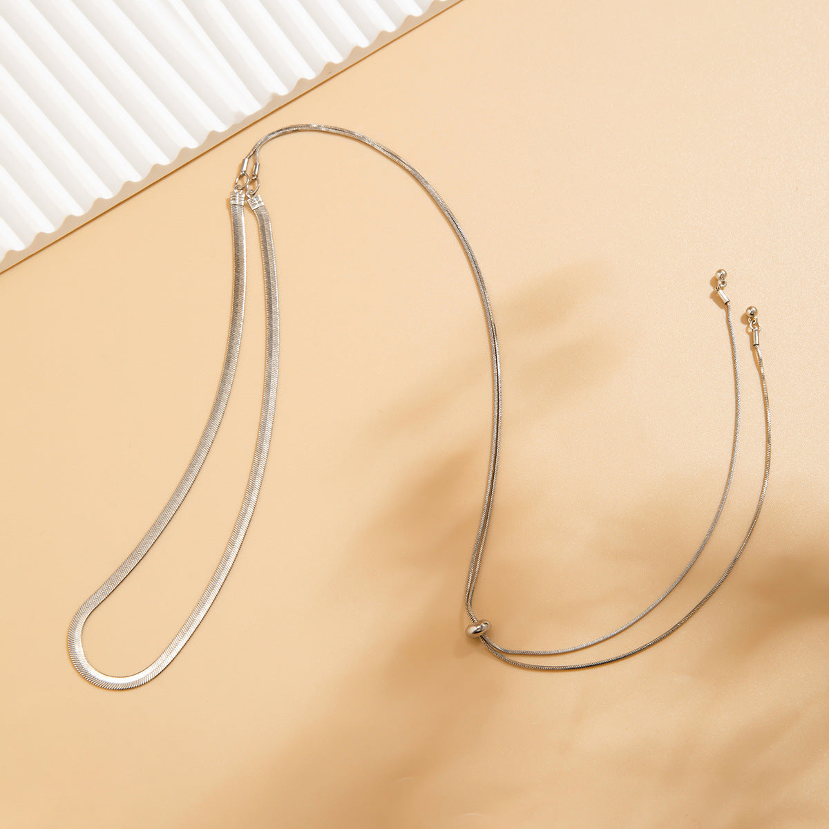 Gold Silver Double Layer Snake Chain Drop Dangle Necklace Jewellery