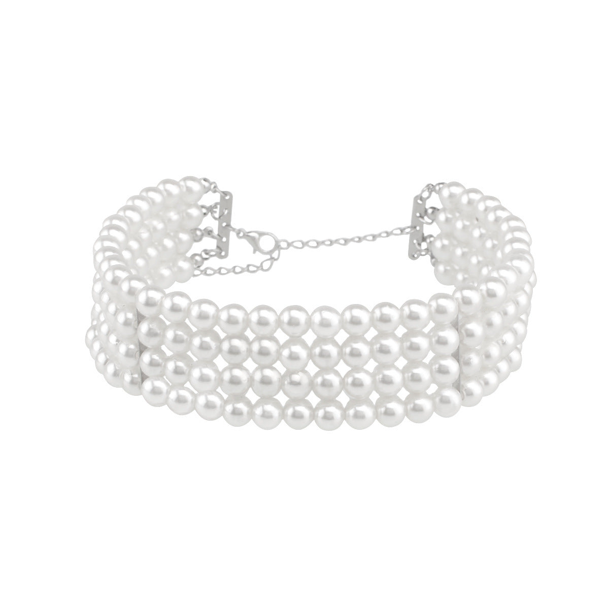 4 Row White Round Pearl Choker Necklace Women's Jewellery Jewelry