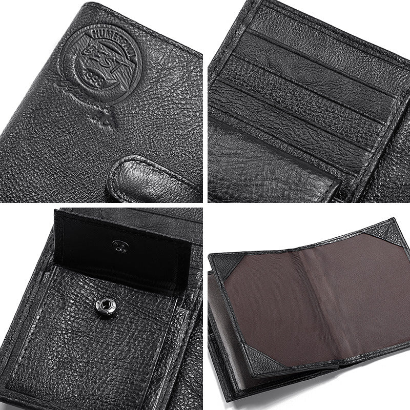 Genuine Leather Passport Wallet for Men RFID Secure Multi-Card Large Capacity Holder