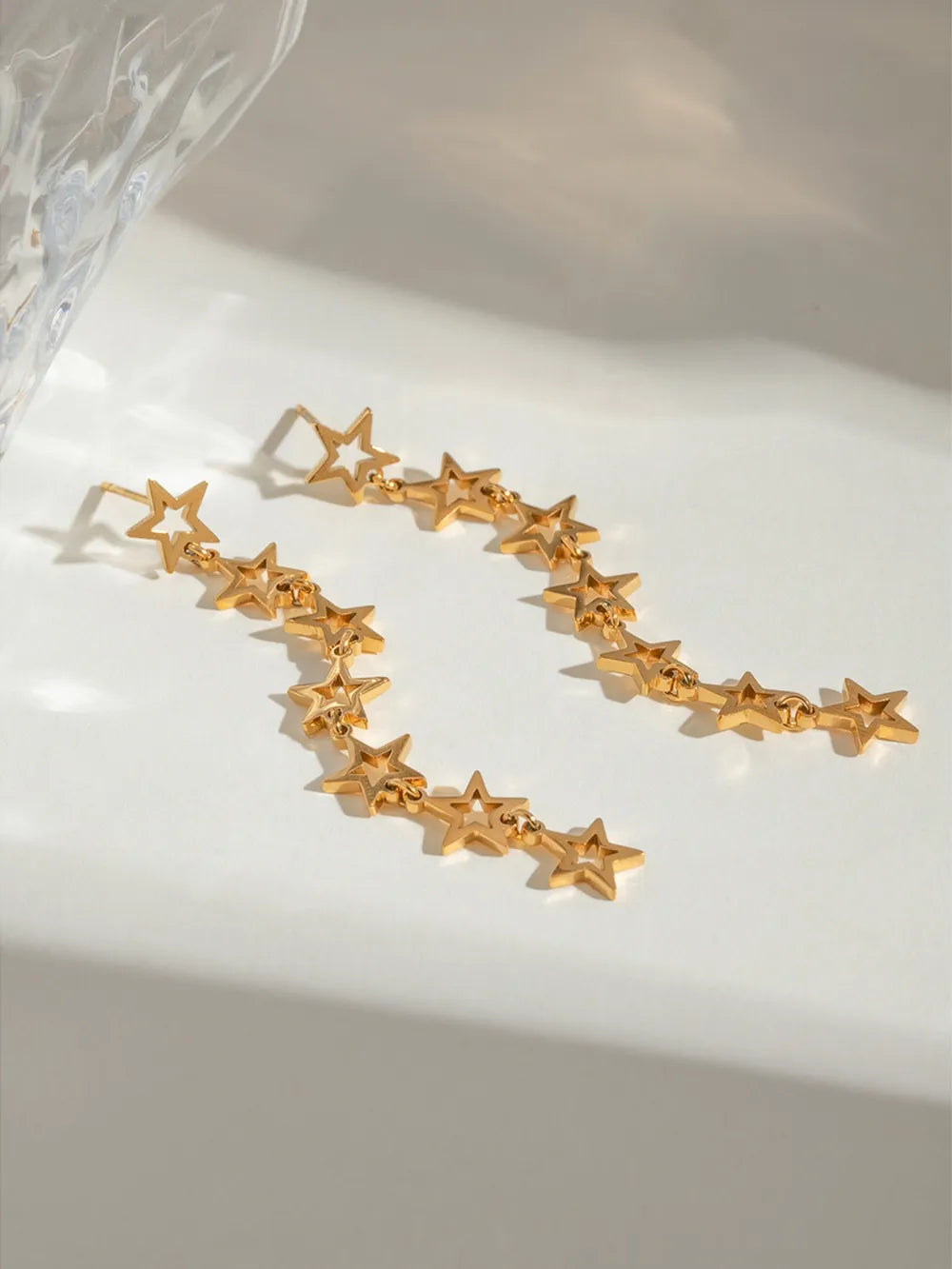 Stainless Steel Cutout Star Dangle Earrings Studs Gold Silver Plated Jewellery