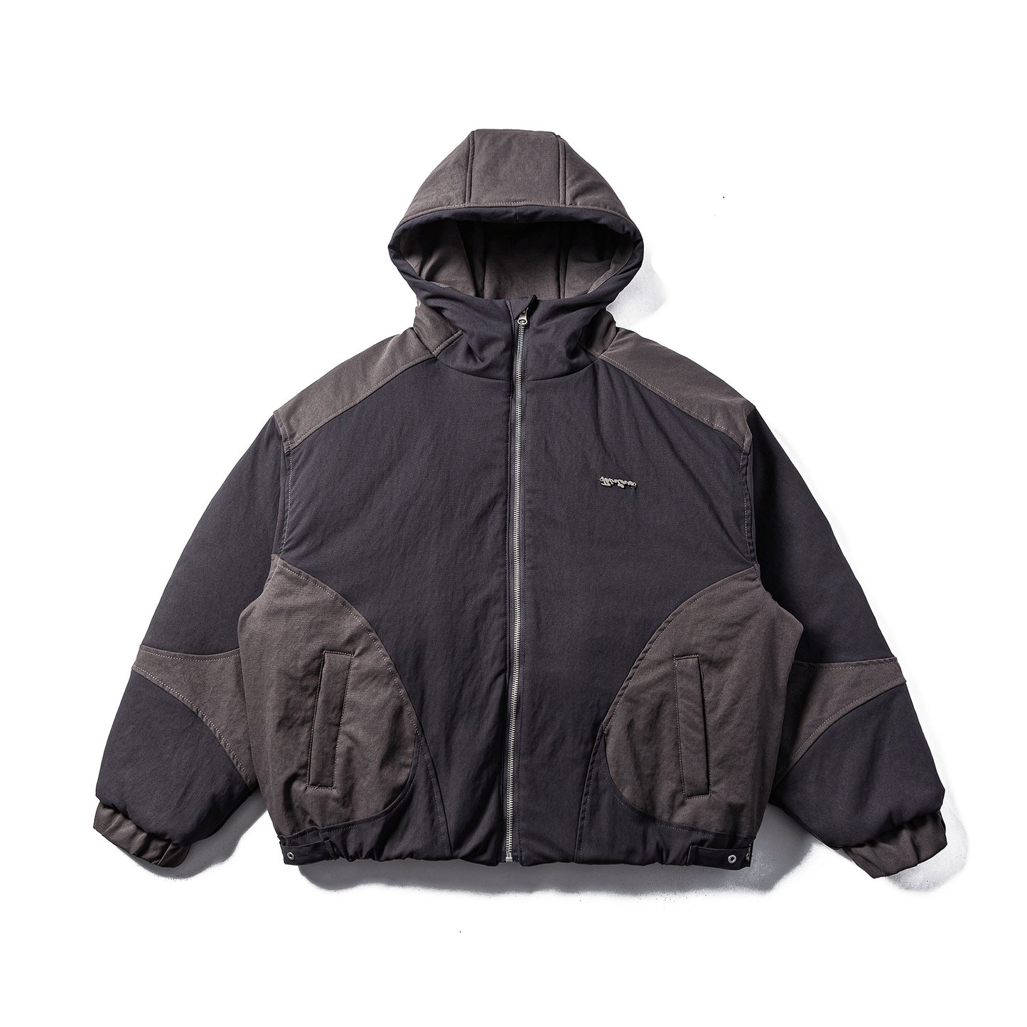 Hooded Colour Block Zip-Up Thick Cotton Insulated Winter Weather-Resistant Coat