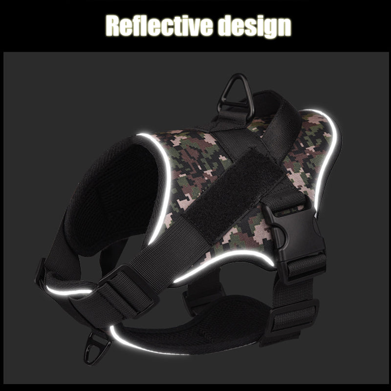 Tactical Dog Harness Vest Reflective Military Style Medium Large Dogs