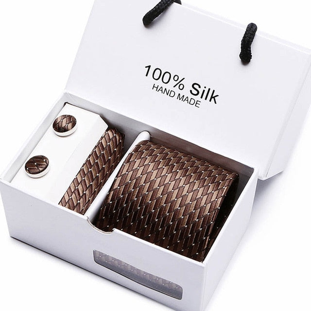100% Silk 3pc Men's Plaid Tie Set Extra Long Woven Neck Ties Suit Gift Box