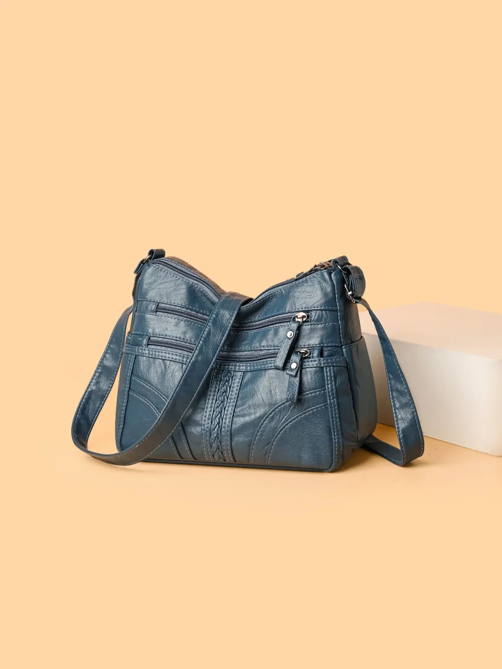 Faux Leather Adjustable Strap Shoulder Bag Medium Size Multiple Colours