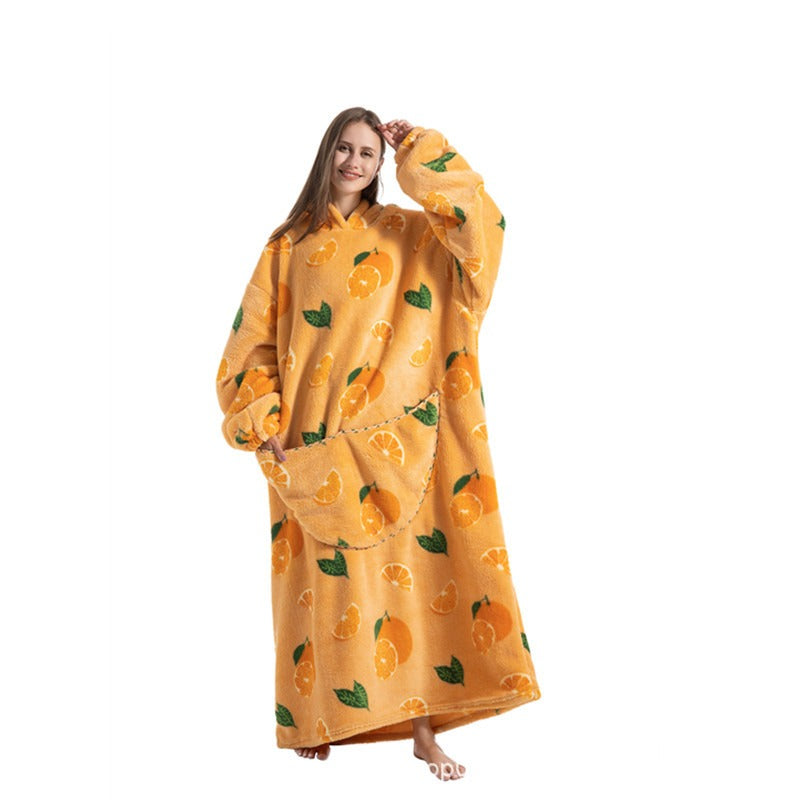 Oversized Blanket Hoodie Adults Ultra-Soft Warm Long Hooded Fleece Pockets