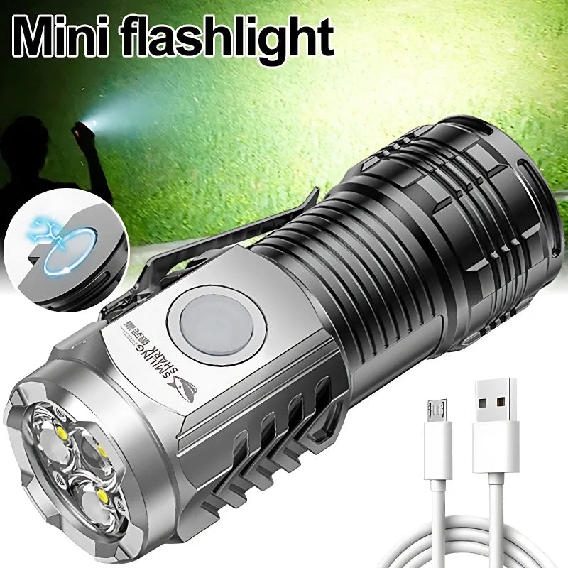 USB Rechargeable LED Flashlight Portable Multi-Mode Torch for Camping Fishing