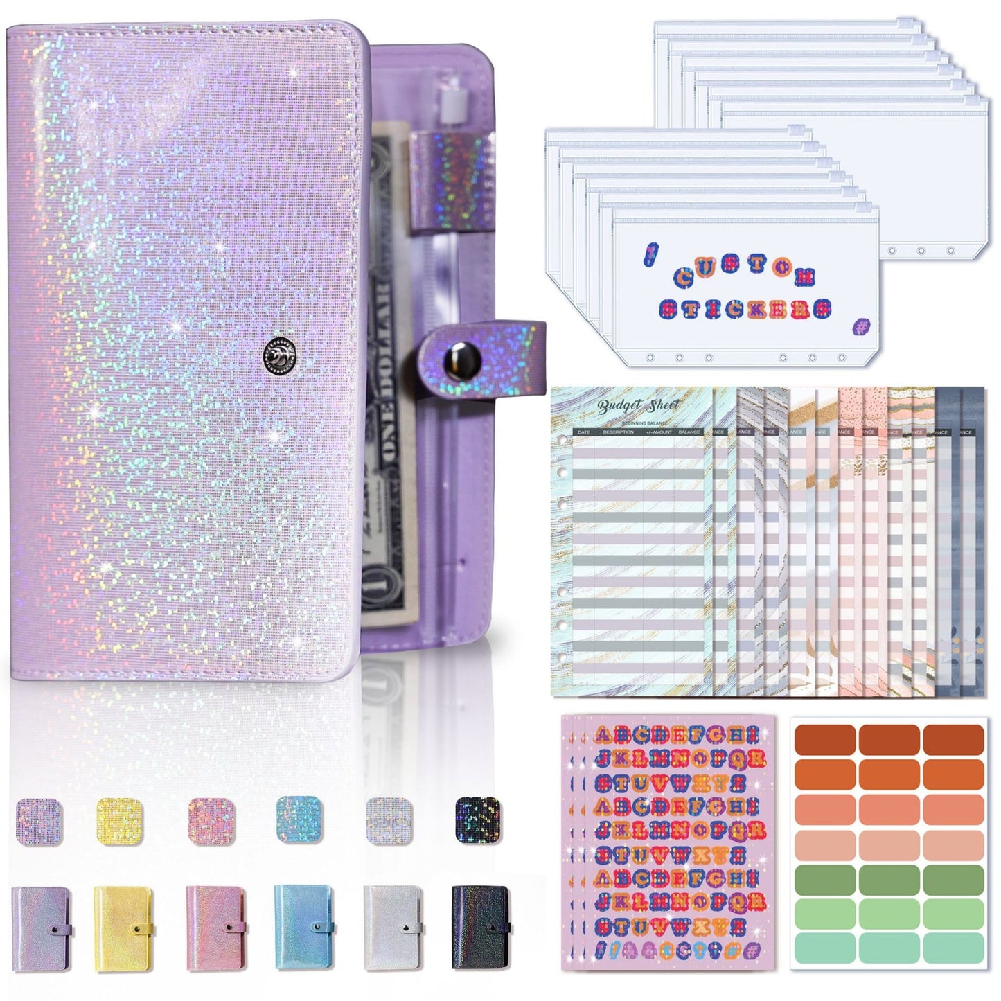 A6 Glitter Bookkeeping Notebook Budget Financial Planning Manual Accounts Book