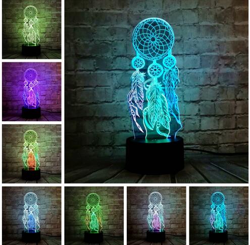 Dream Catcher 3D LED Night Light Colour Changing Touch Lamp Bedroom Desk Decor