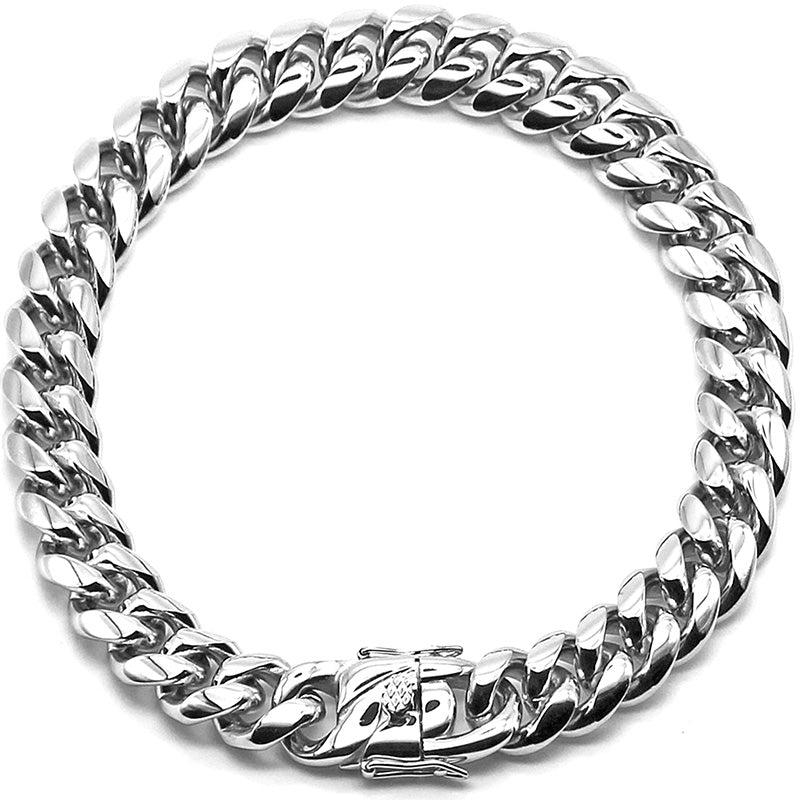Titanium Steel 45cm Cuban Link Hip Hop Necklace Durable Unisex Chain Jewellery