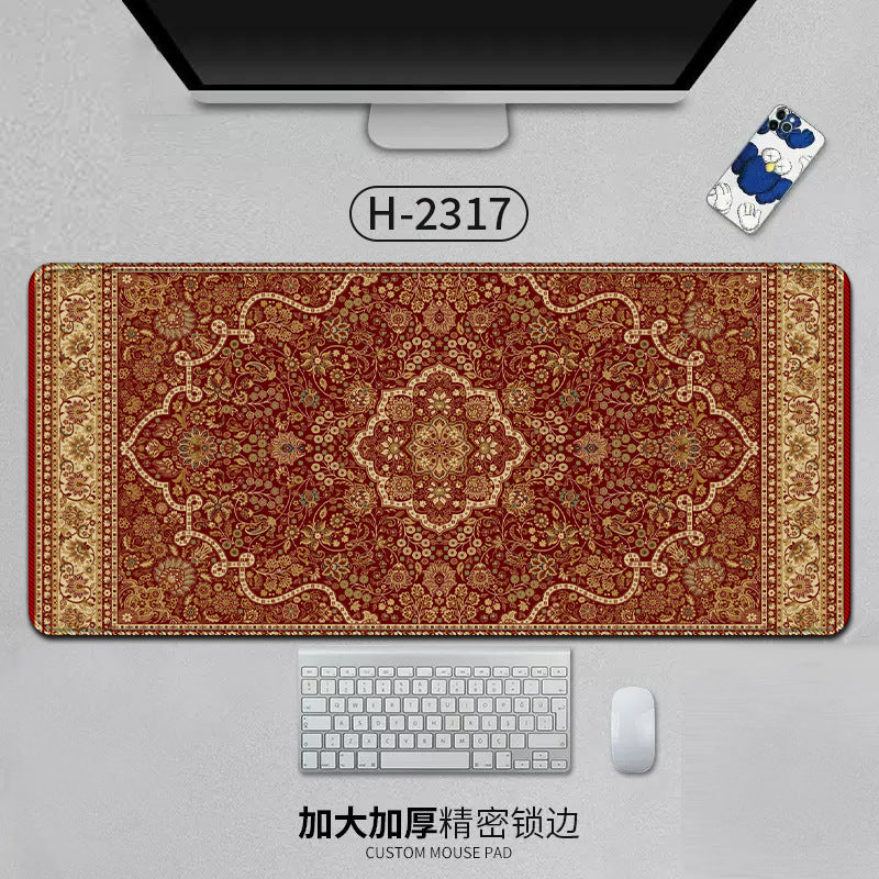Large Persian Desk Mouse Pad Anti-Slip Natural Rubber Stitched Edge 800x400mm
