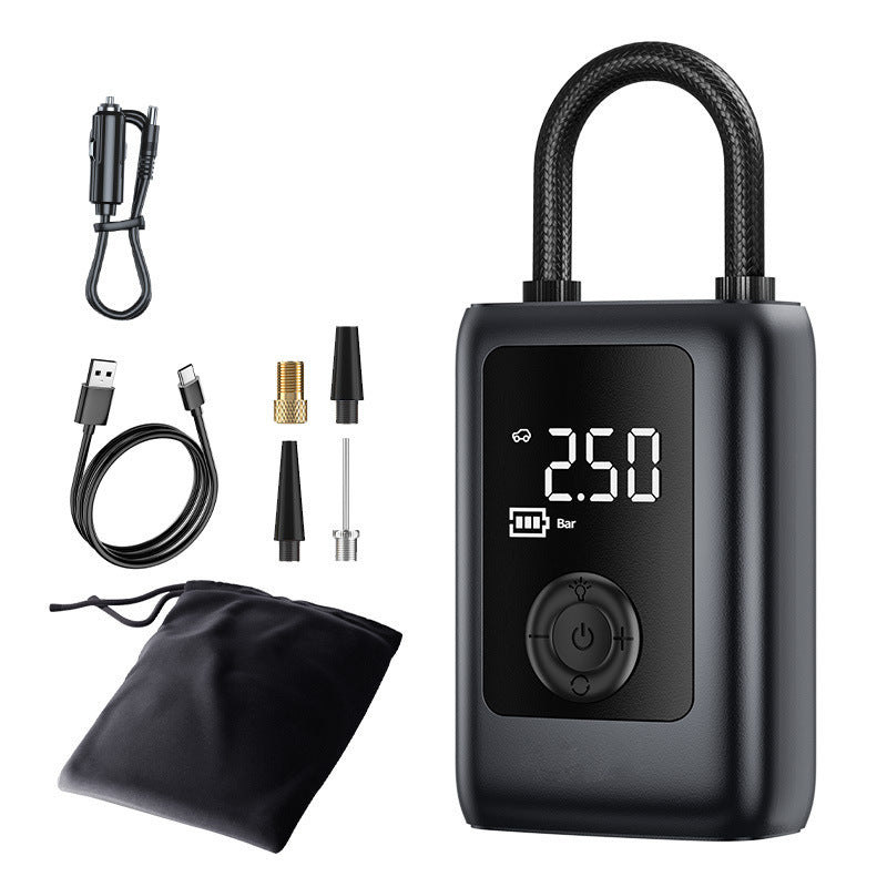 Rechargeable Electric Tire Pump 150PSI LCD Integrated Light Portable Bike Car