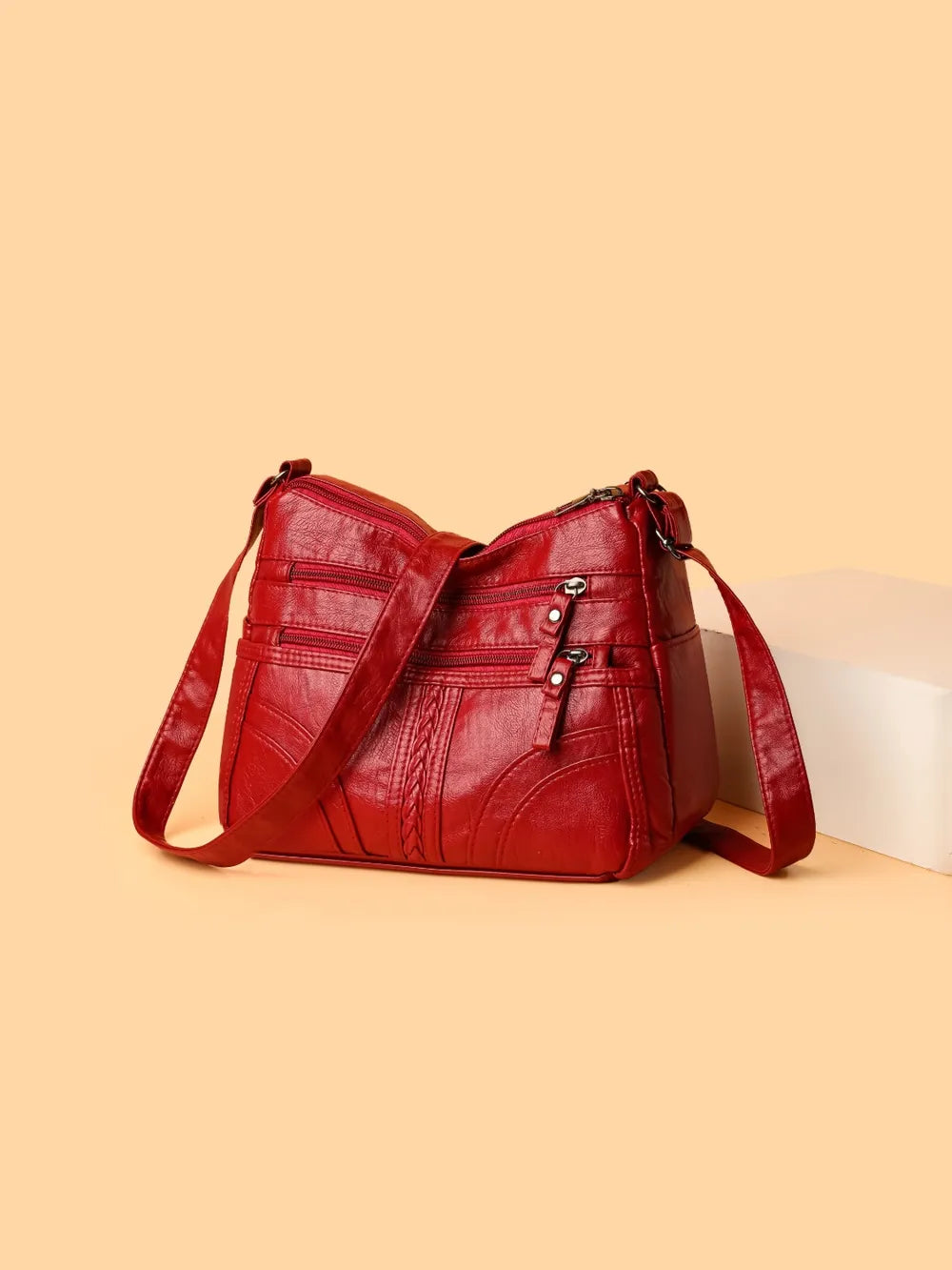 Faux Leather Adjustable Strap Shoulder Bag Medium Size Multiple Colours