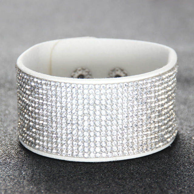 Crystal Bracelet Genuine Leather Bangles Women Jewellery Gemstone