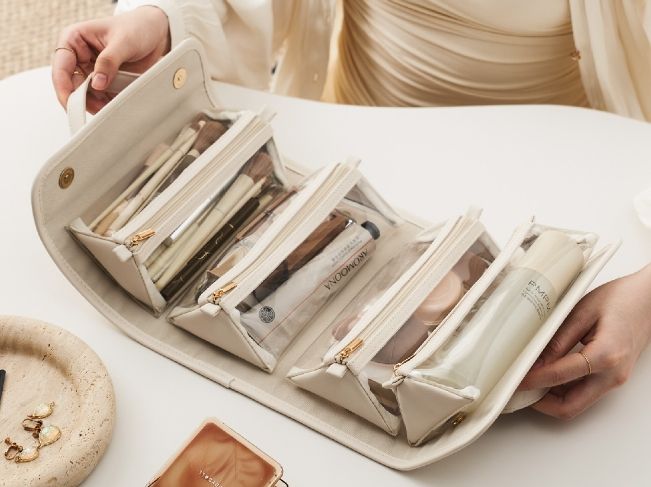 Foldable Multi-Compartment Make Up Organiser Bag Portable Travel Waterproof Storage