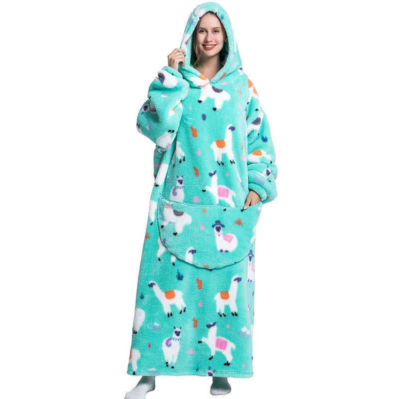 Oversized Blanket Hoodie Adults Ultra-Soft Warm Long Hooded Fleece Pockets