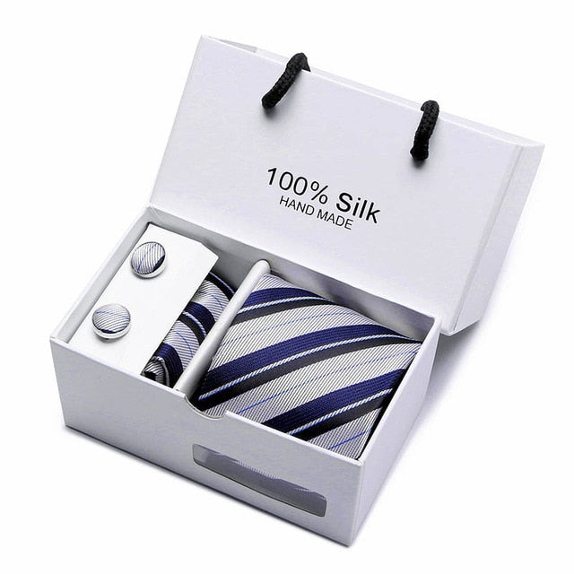 100% Silk 3pc Men's Plaid Tie Set Extra Long Woven Neck Ties Suit Gift Box