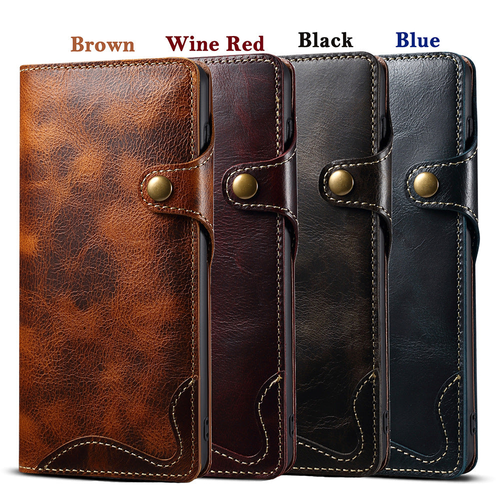 Genuine Leather Flip Case For Samsung Galaxy S25 Plus Ultra S24 S23 S22 S21 S20 S10 Retro Cover