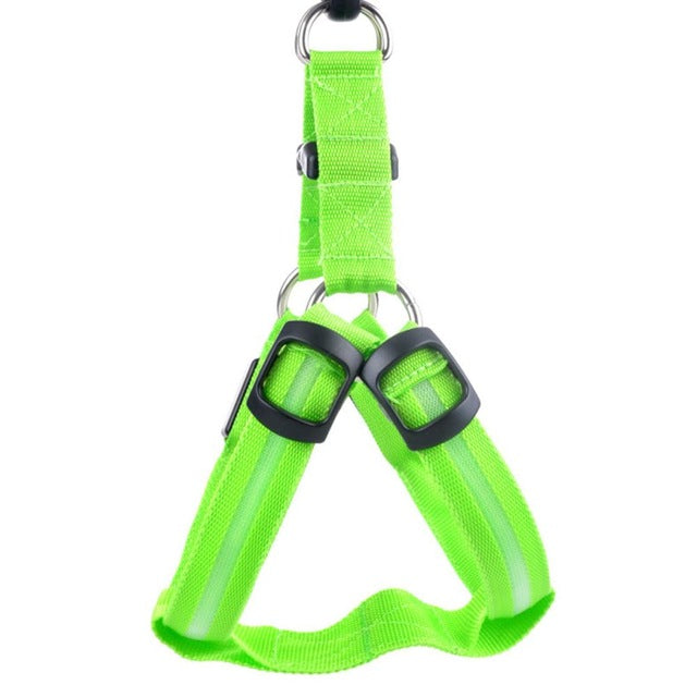 LED Dog Harness Safety Nylon Strap Adjustable Flashing Light Pet Harness XS-XL