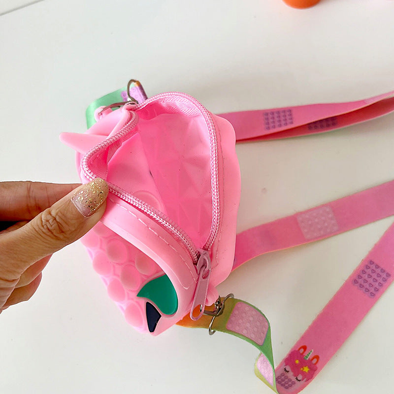 Children's Unicorn Silicone Messenger Bag Pop It Fidget Toy Mini Storage Case
