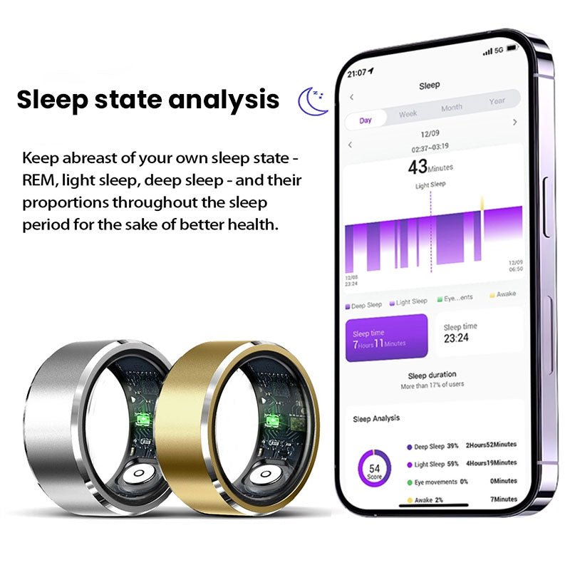 Smart Ring Fitness Tracker Heart Rate Sleep Blood Oxygen For Xiaomi IOS Android Gesture Control