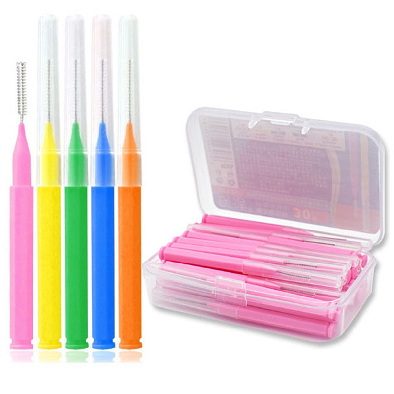 30pc I Shaped Interdental Brush Set Oral Teeth Care Floss Toothpick Cleaner Tool