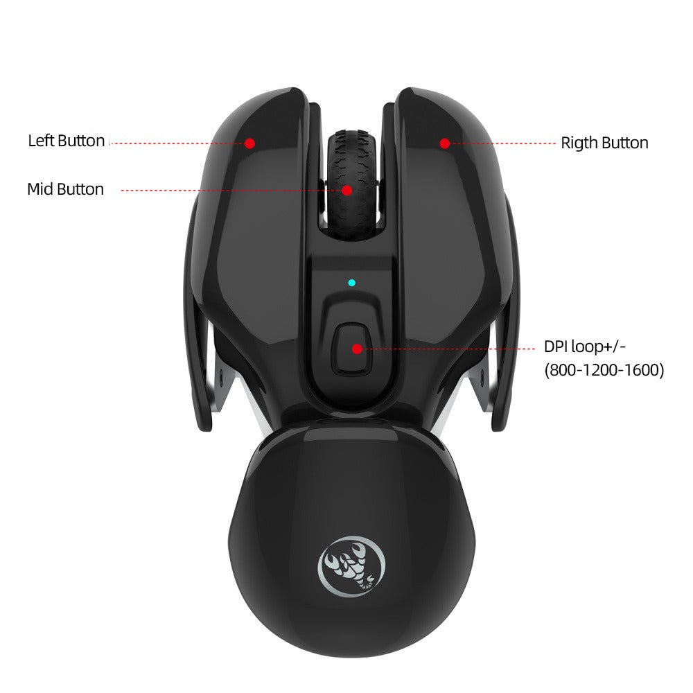 Wireless Ergonomic Rechargeable Mouse Adjustable DPI USB Laptop Gaming Mice