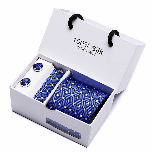 100% Silk 3pc Men's Plaid Tie Set Extra Long Woven Neck Ties Suit Gift Box