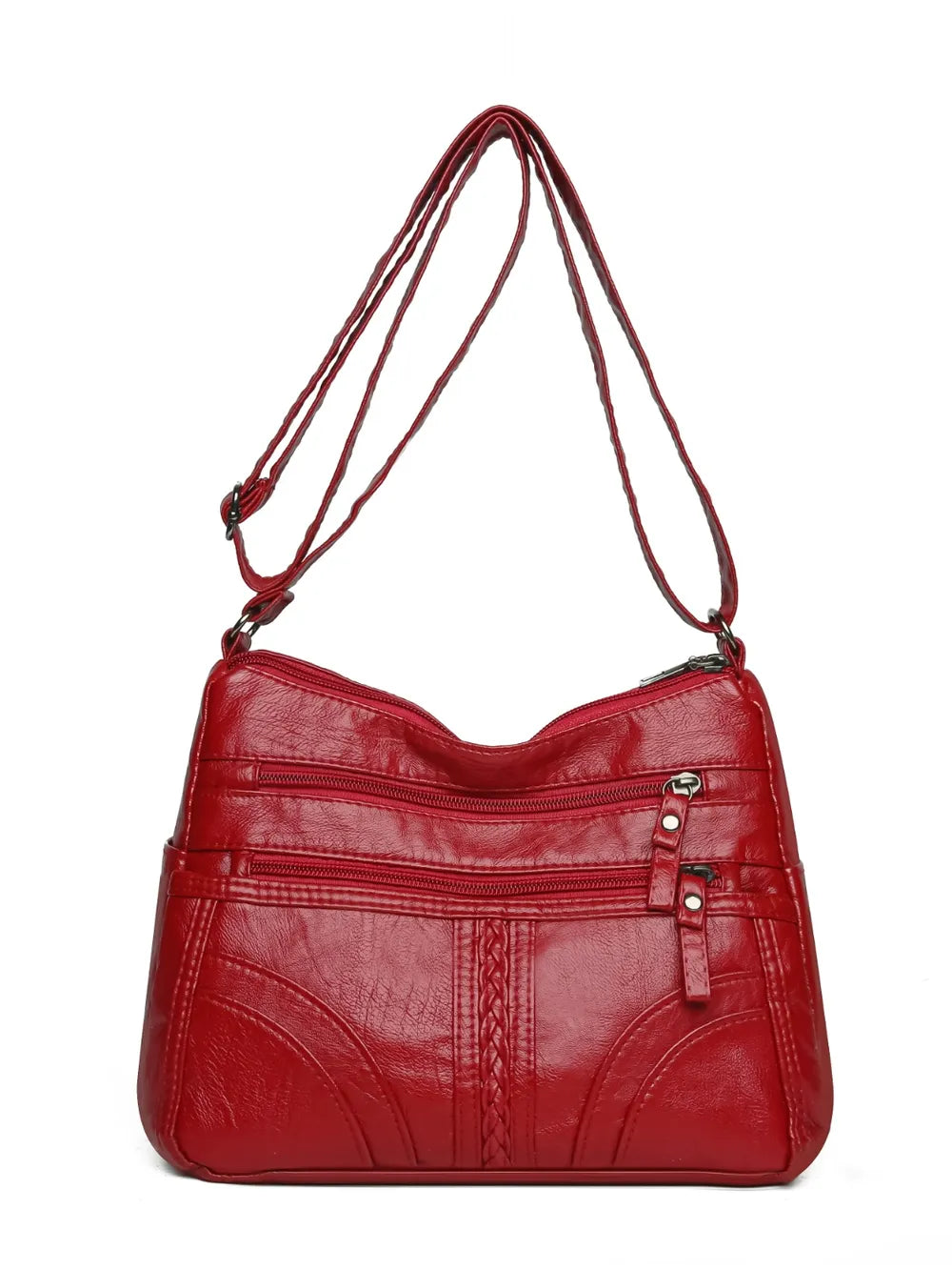 Faux Leather Adjustable Strap Shoulder Bag Medium Size Multiple Colours